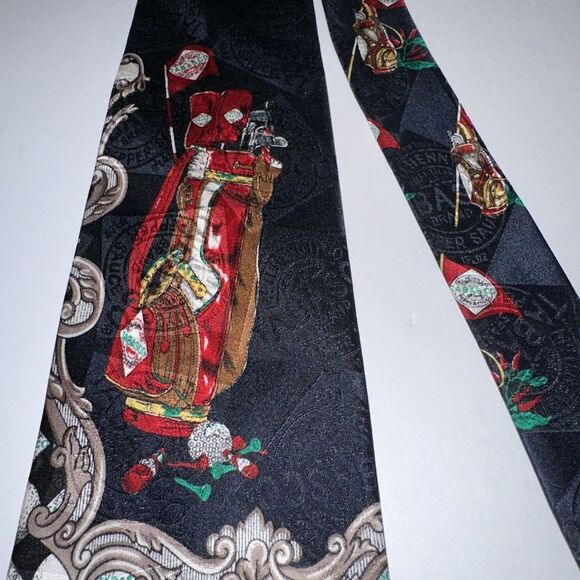 Golfing Christmas Tie (57”x4”) Tabasco Brand. 100% Silk. Made In USA. - Picture 8 of 10